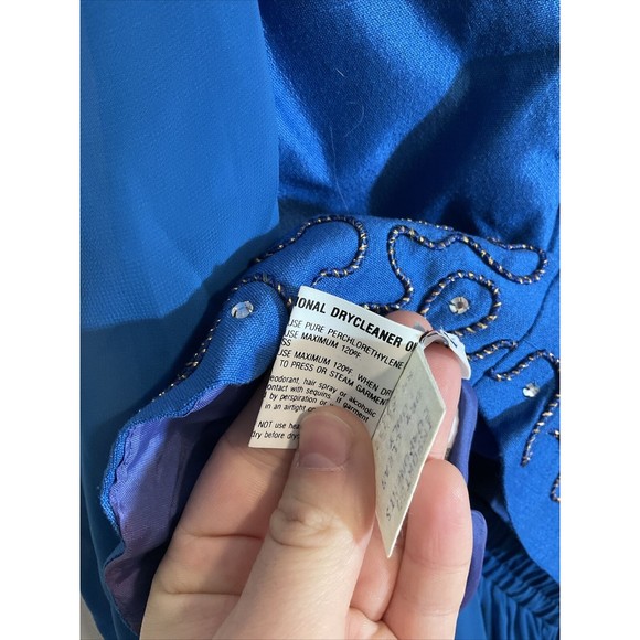 Miss Elliette Women’s 8 Blue Skirt Blazer Combo Vintage Ruffle Evening Swing - Picture 8 of 15